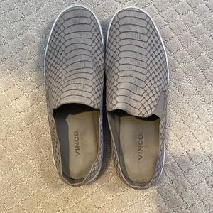 Vince slip on shoes, snake skin soft suede/leather size 7